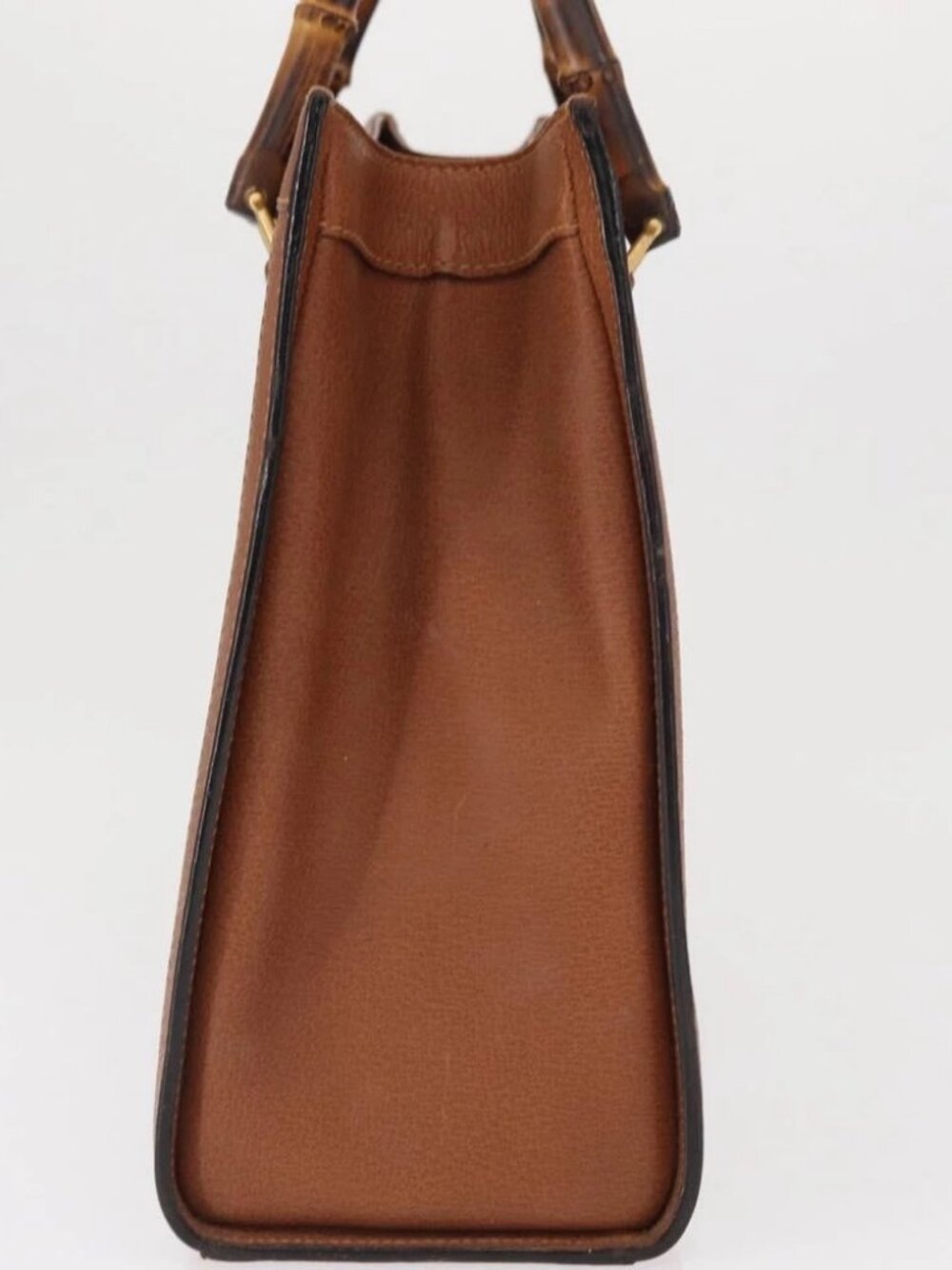 GUCCI Bamboo Tote Bag Leather Brown Gold Auth - Picture 5 of 16